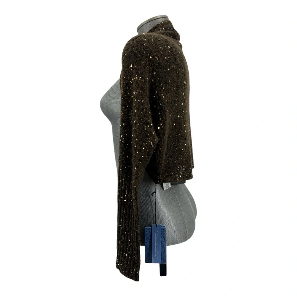Simply, Vera cape scarf, brown with gold granites New holidays evening
